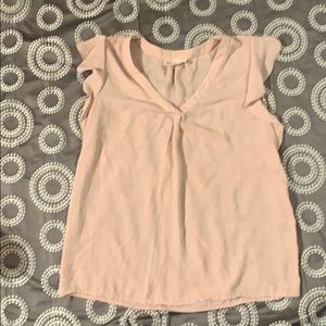 Beautiful blush colored short sleeve dressy blouse